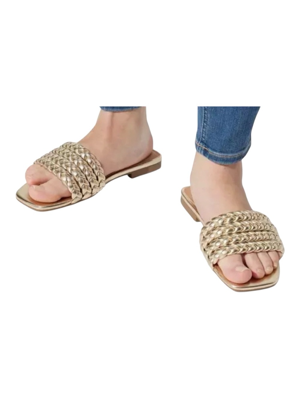 torrid Braided Metallic Slide Sandals - Gold size 7.5W EUC